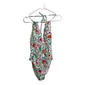 Cremieux one piece vintage floral swim suit vneck padded size medium. Floral